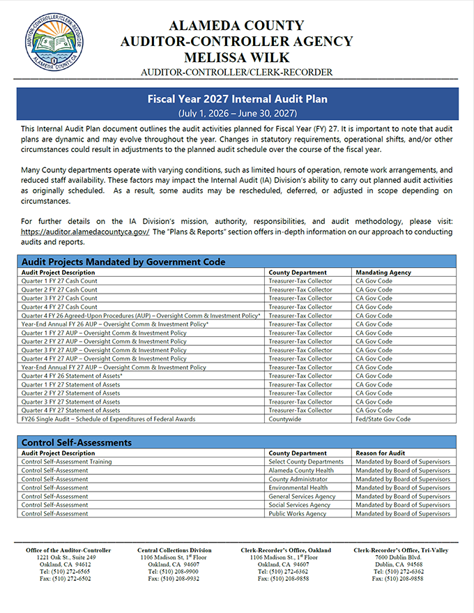 Fiscal Year 2027 Internal Audit Plan thumbnail